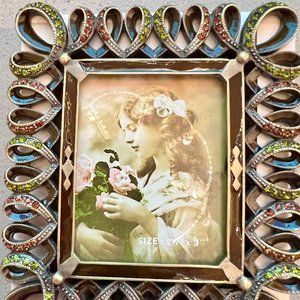 VintageTIZO Italy 2.5"x 3" Swarovski Crystal Rhinestones picture frame Brand New